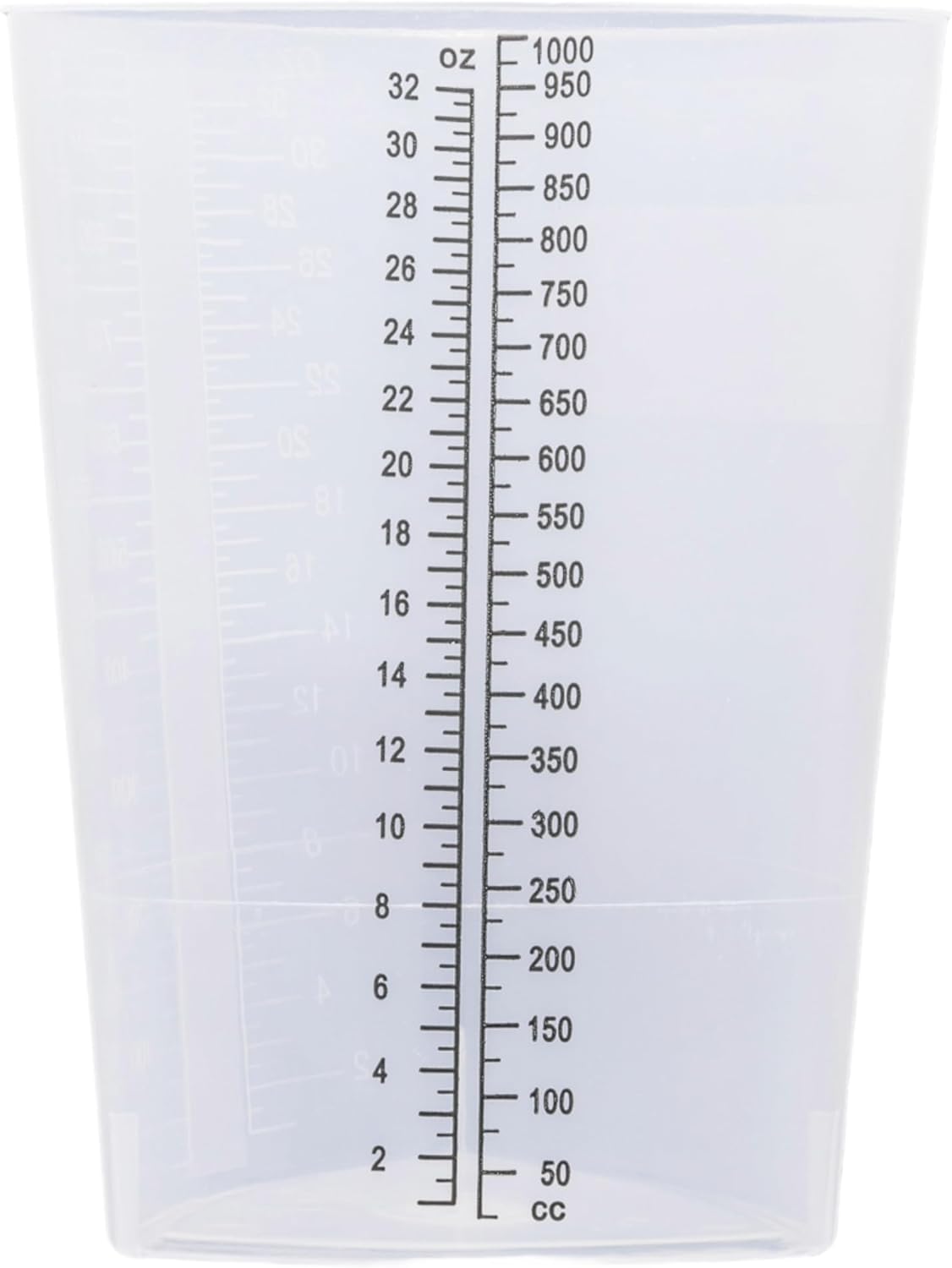 Vakly Graduated Intake Output Container 32 oz (10 Pack) – Plastic Triangular Measuring Beaker with oz & cc Markings for Urine Collection, Mixing, Paint, Epoxy & Lab Use