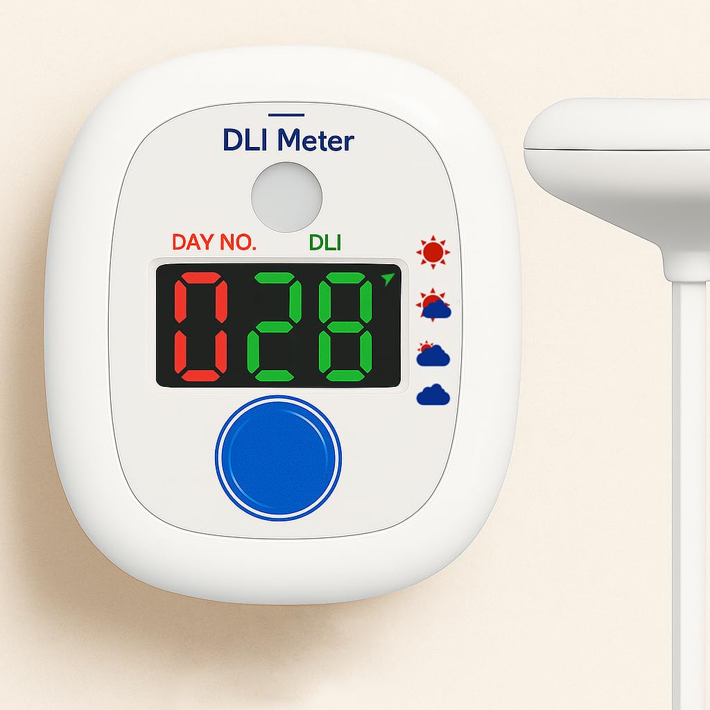 EVO-20 DLI Light Meter – Smart Sunlight Classifier for Garden & Landscape Use | Identifies Full Sun, Partial Sun, Partial Shade & Shade Based on Daily Light Integral, 10 Days of DLI History