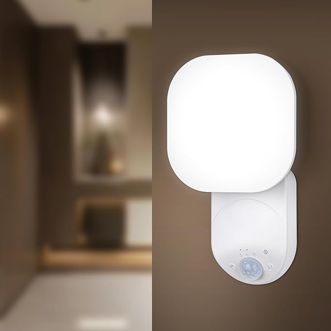 Yochoice Rechargeable Battery Operated Wireless LED Wall Light with Remote Control, Motion Sensor Light Indoor with Adjustable Angle, Battery Powered Wall Sconce for Closet Bedroom Garage Hallway