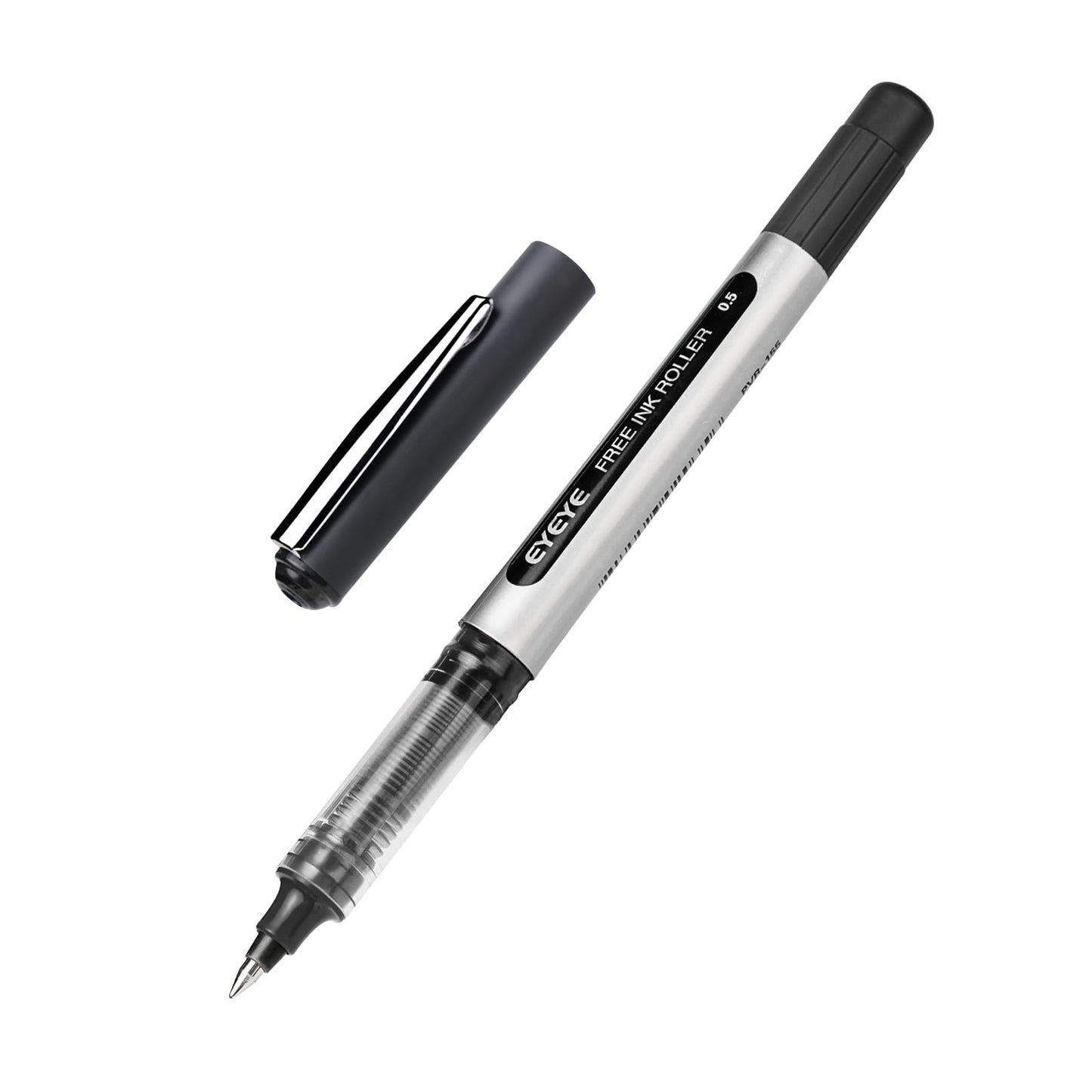EYEYE Rollerball Pens 0.5mm Black 50 Pack, Extra Fine Point Quick Dry Liquid Ink Roller Ball Pens Fine Point Smooth Writing Pen for Journaling, Note Taking, Office, School Supplies