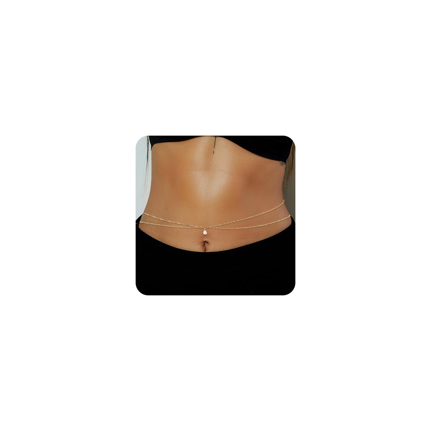 HSWYFCJY 1PCS/2PCS Gold Waist Chain for Women - Adjustable Belly Chain Jewelry Accessories for Sexy Bikini, Waterproof Layered Summer Body Belt Chains for Beach, Party, 26.7"+9.8" Extender
