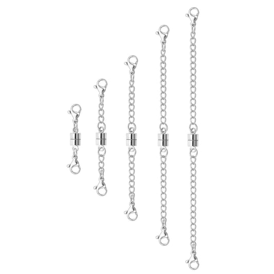 MKCYD Necklace Extender with Magnetic Clasps, Silver Magnetic Necklace Clasps and Closures with Necklace Extenders for Women