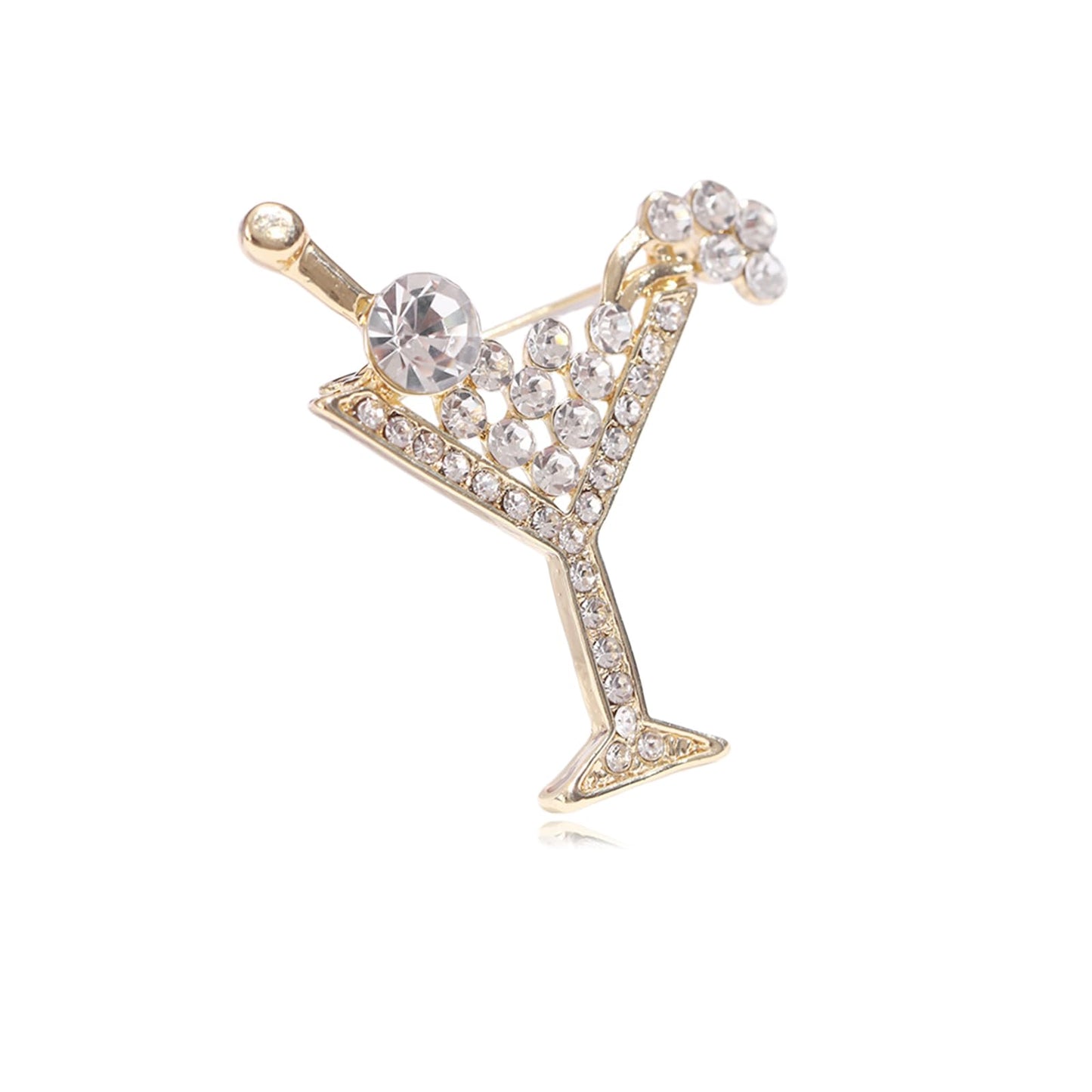 DEYOUM Cocktail Wine Glass Brooch Pin for Women Trendy Cute Cocktail Wines Glass Wine Bottle Brooch Pin Party Hat Bag Suit Charm Jewelry Gift Accessories (white)