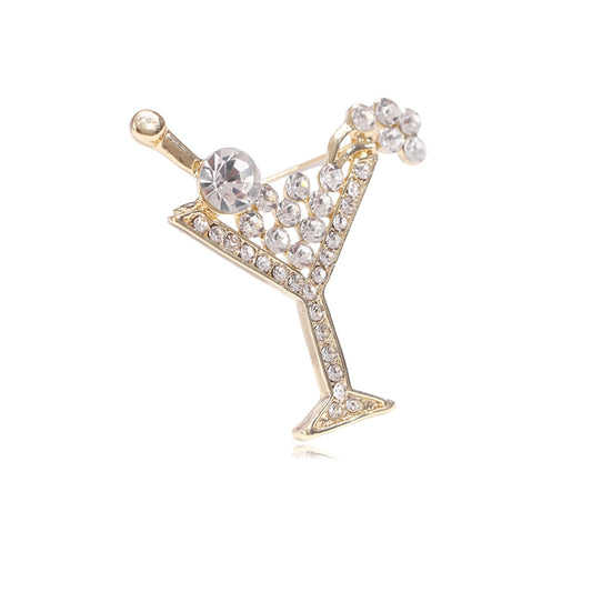 DEYOUM Cocktail Wine Glass Brooch Pin for Women Trendy Cute Cocktail Wines Glass Wine Bottle Brooch Pin Party Hat Bag Suit Charm Jewelry Gift Accessories (white)