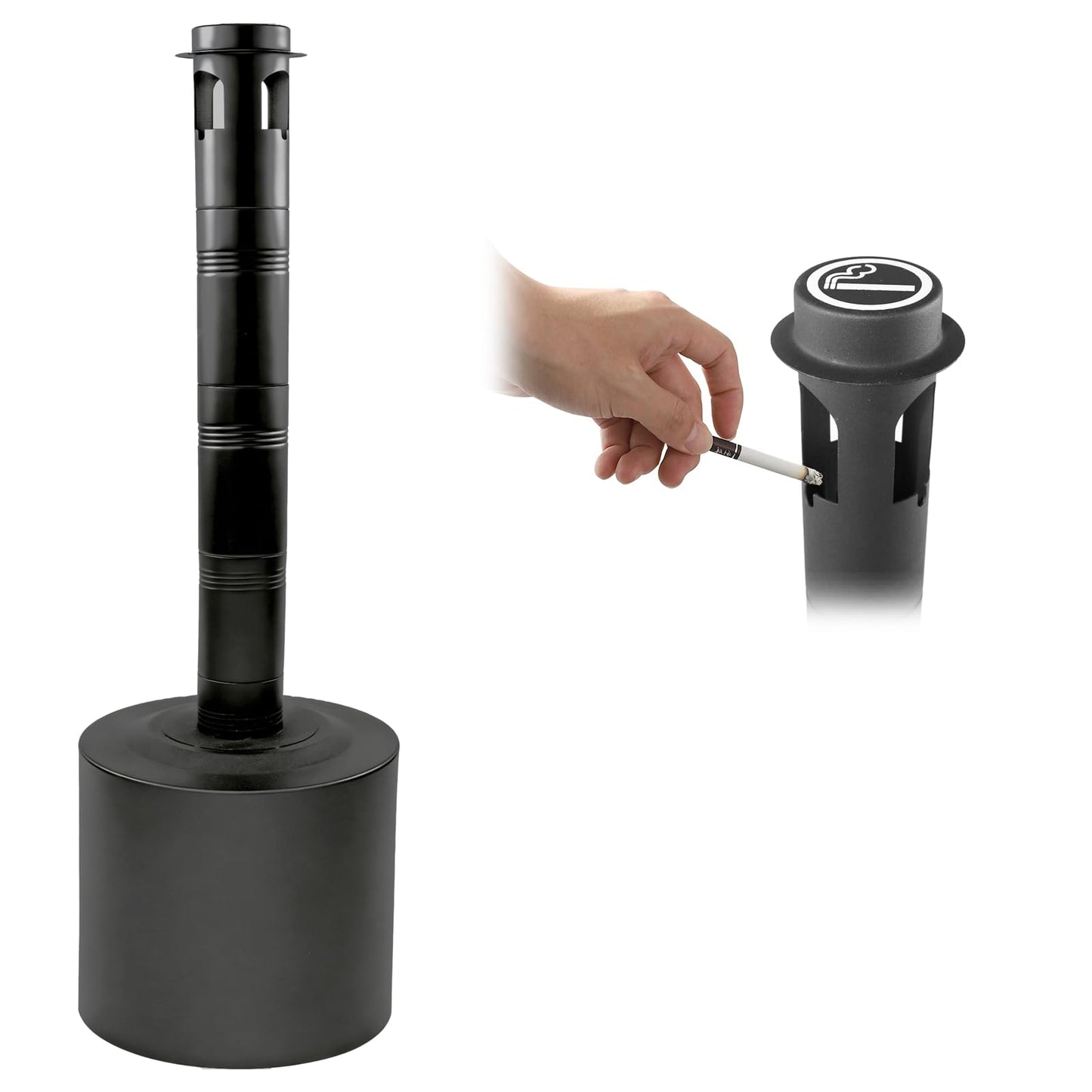 Cigarette Butt Disposal Outdoor, Standing Ashtrays for Outside Patio Stainless Steel Outdoor Ashtray Cigarette Butt Container, 7" Diameter x 46" H