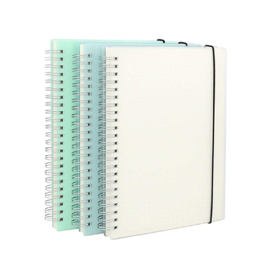 Lodrepas 3 Pack A5 Spiral Bullet Dotted Journal with 120gsm Thick Paper, Dot Grid Spiral Notebook with Plastic Hardcover and Elastic Band Closure, 80 Sheets Per Pack 5.7X 8.3 inches