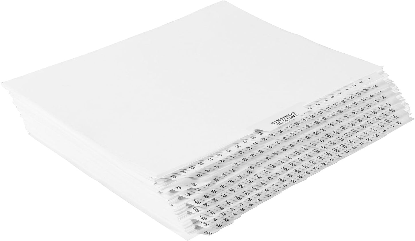 Exhibitindexes® Side Collated Exhibit Tabs - AVE Style Bold Font Made in The USA | Letter Size - 1-200 - Sets