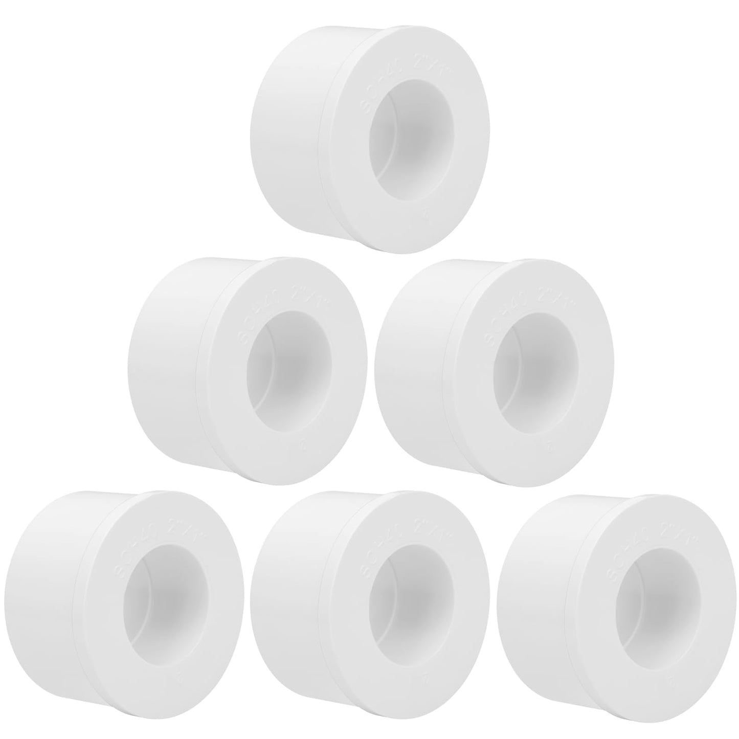 6Pack 2"x 1" PVC DWV Reducing Bush Adapter Pipe Fitting SCH40 PVC Reducer Bushing (Socket x Socket) PVC Pipe Reducing Bushing Fitting for Home Sewer Plumbing