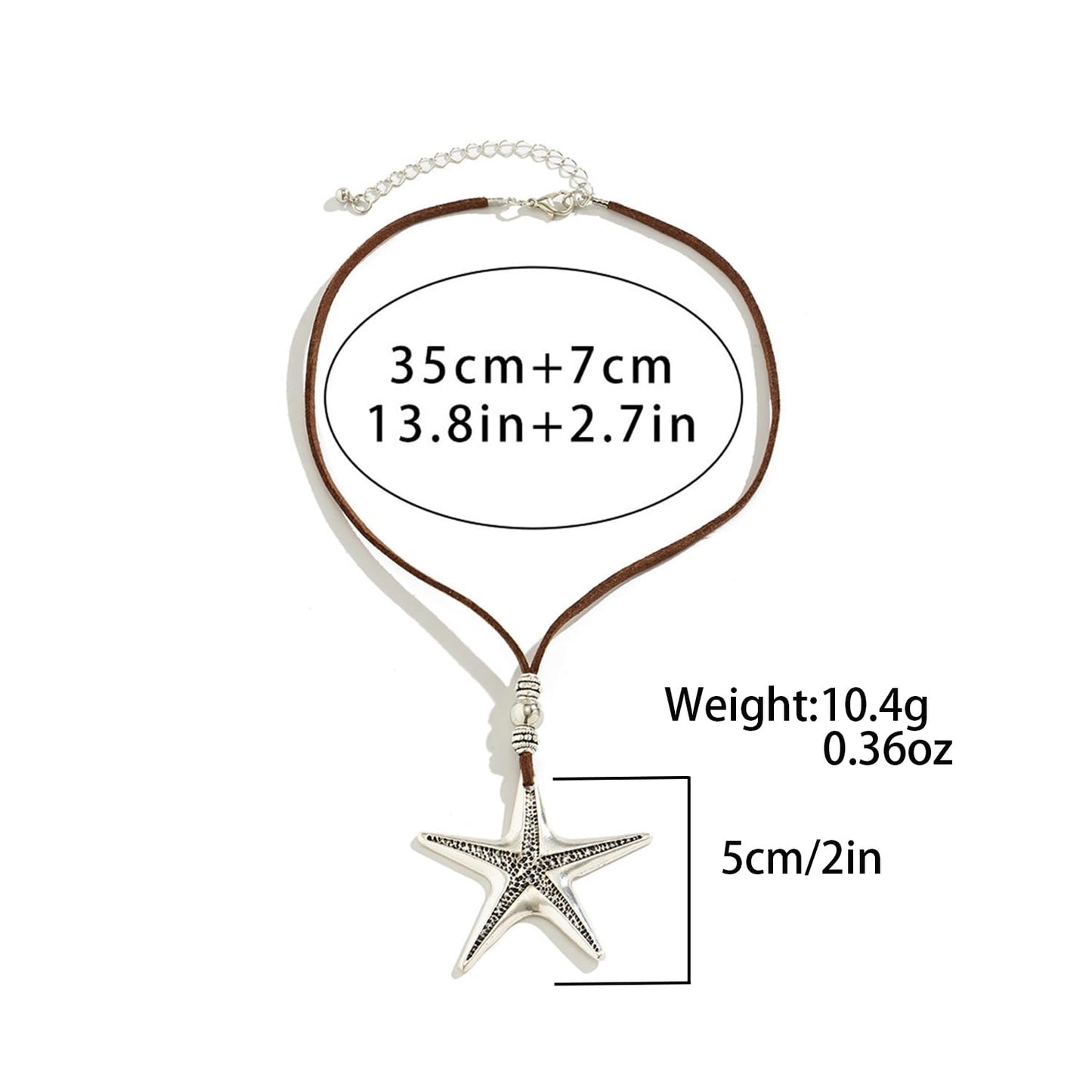 Decixde Starfish Necklace for Women Beach Pendant Necklace White Blue Silver Gold Starfish Necklace Boho Choker Necklace Summer Beach Jewelry for Women (silver grey)