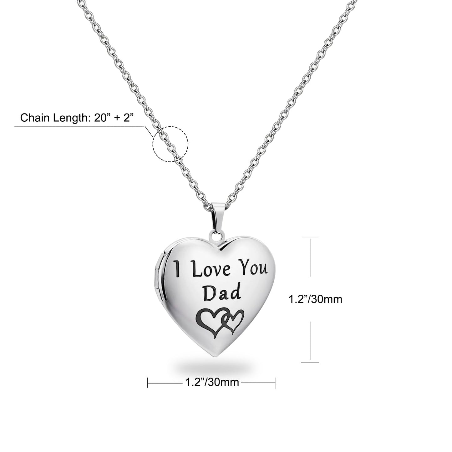 PHOCKSIN I Love You Dad Text Engraved Photo Lockets That Holds Pictures Gifts For Daddy On Fathers Day From Daughter Son