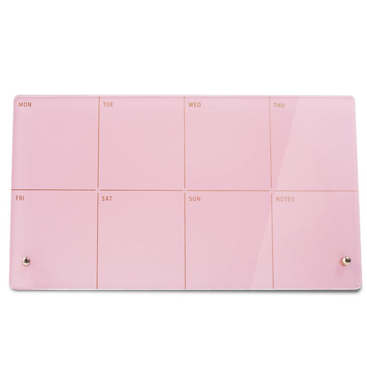 Marribol Desktop Acrylic Weekly Planner Whiteboard with Stand,12"X6"-Small,Dry Erase Weekly Planner for Desk,Acrylic Desk Calendar Dry Erase,Pink Dry Erase Board for Office Home School-ZMZL-P-1530