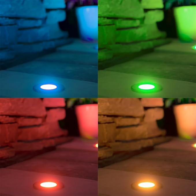 VOLT 12V 1W Solid Brass Color Changing RGBW Micro Dot LED Indicator Light (Black) for Outdoor Deck, Step, Patio, Path, Walkway or Hardscape Areas