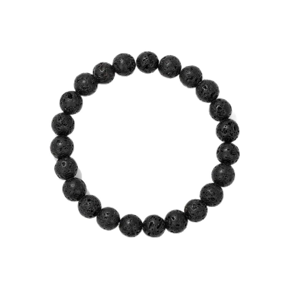 Pingyongchang Crystal Stone Bracelets for Women Men Stress Relief Anxiety Yoga Bracelet Semi-Precious Gemstone Bracelets Gifts birthday Gifts For Teen jade bracelet-Lava Rock