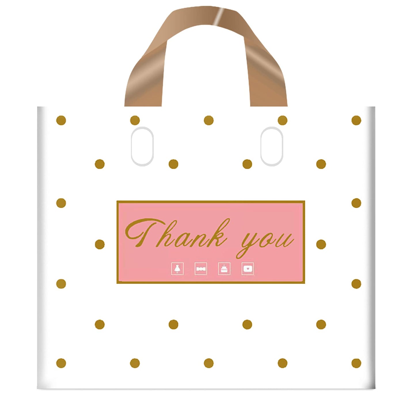MLAFLY Thank You Bags - 50 Pack Plastic Bags for Small Business, Retail, Parties & Favors (Polka Dot, Medium 12"x14")