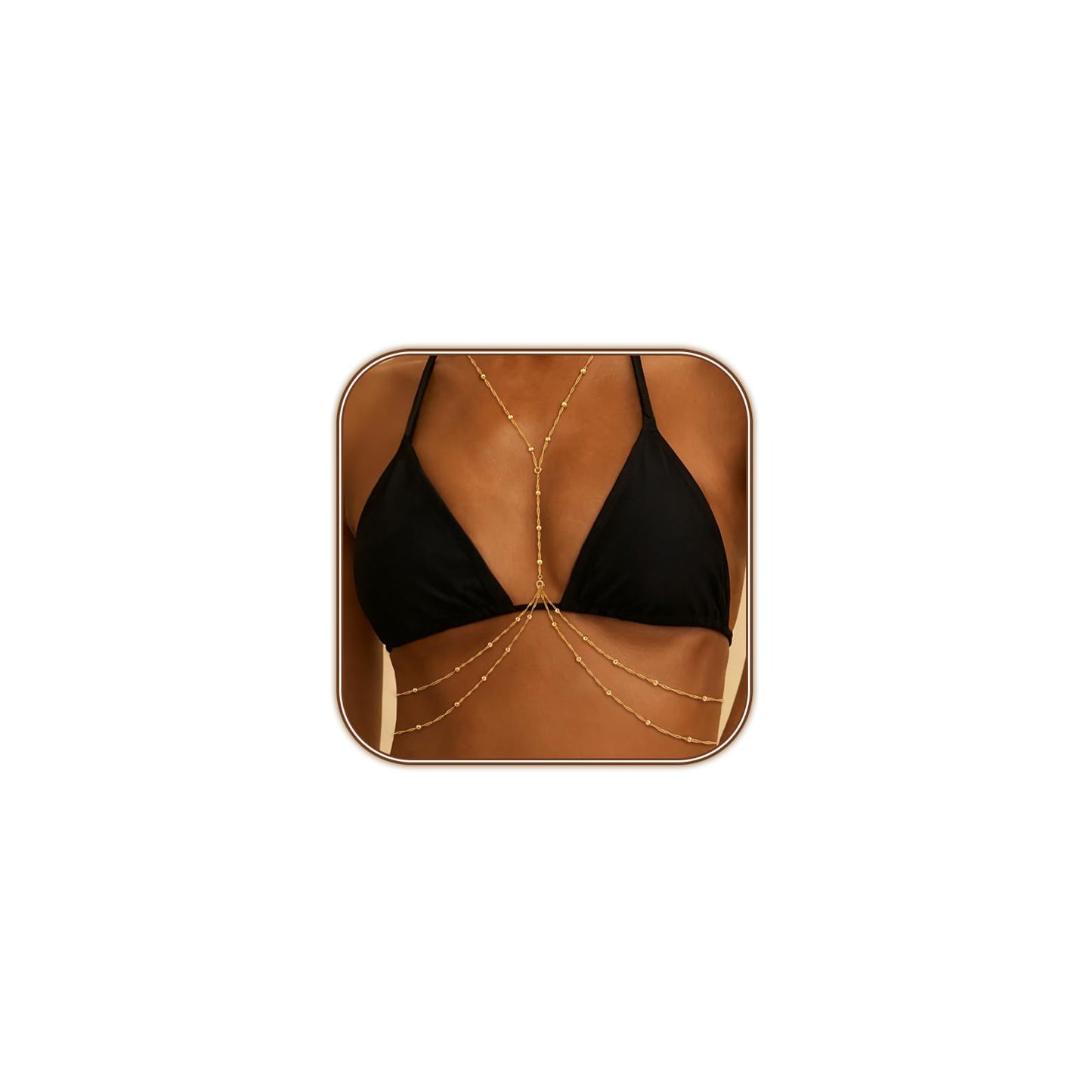 HERIER 14K Gold Plated Body Chain for Women Layered Beads Chain Adjustable Sexy Beach Body Jewelry Belly Waist Chain Jewelry for Women Gifts