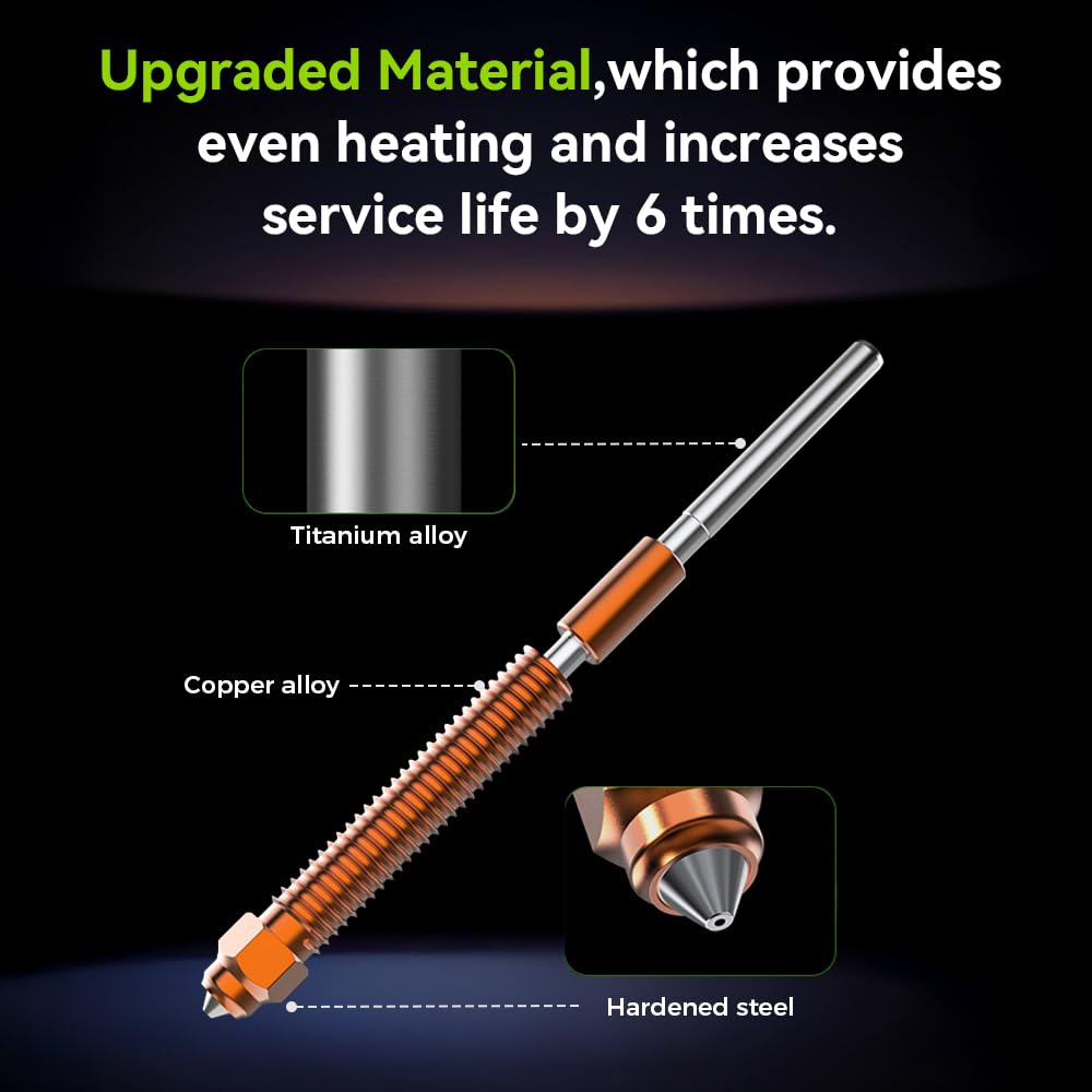 Creality K2 Plus/ K2 Nozzle 0.2mm, Original Unicorn Quick Swap Nozzle with Titanium Alloy Heat Break Copper Alloy Hardened Steel, High Flow High Speed Print for Creality K2 Series/Hi Combo