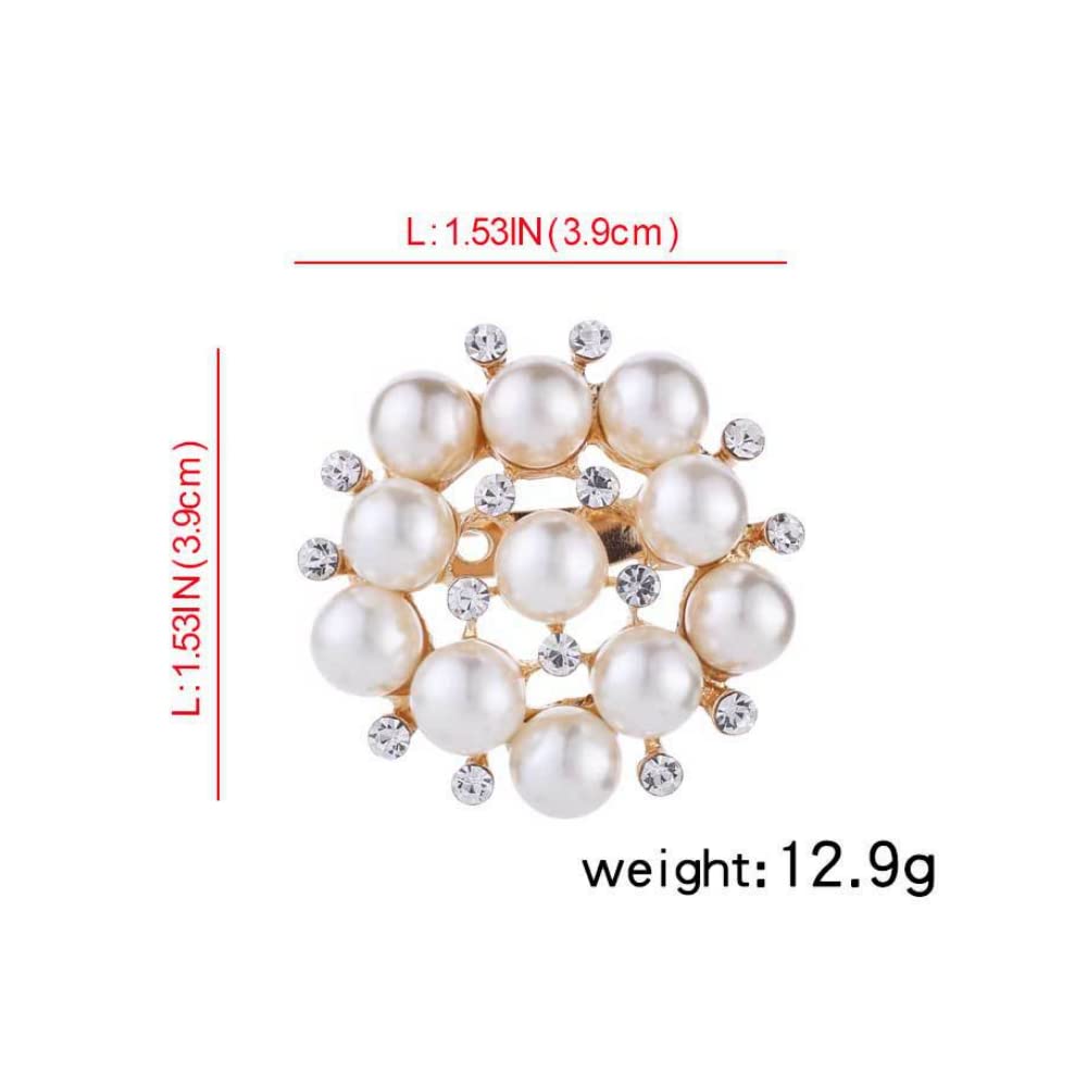COLORFUL BLING Elegant Imitation Pearl Floral Crystal Brooch Pin for Wedding Bridal Fashion Jewelry-E