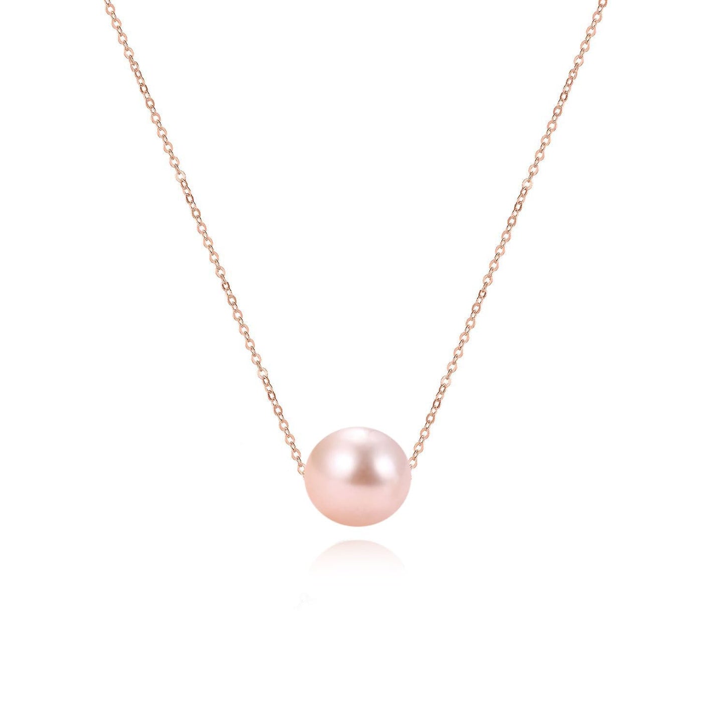 POPLYKE Pink Pearl Necklace Sterling Silver Pink Single Pearl Choker Necklace for Women 7-8mm Freshwater Cultured Pearls Wedding Bridesmaids Anniversary 16''