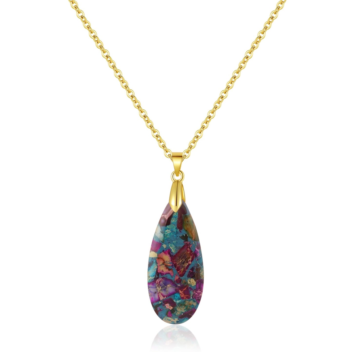 Sriomu Natural Stone Chain Necklaces (Color Blue - Gold)