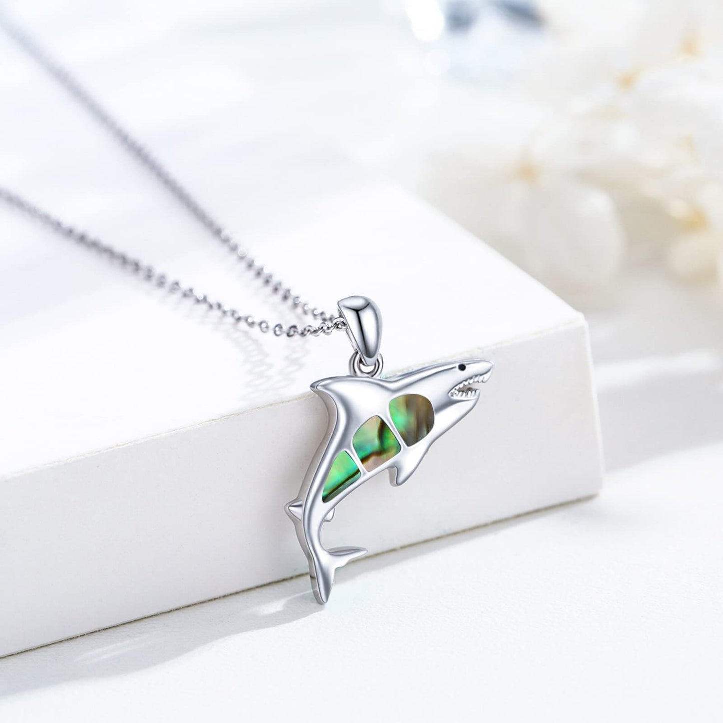KoyeKei Shark Necklace for Women 925 Sterling Silver Shark Pendant Ocean Necklace Beach Jewelry Graduation Gifts for Mom Wife Sister Girlfriend Shark Lovers