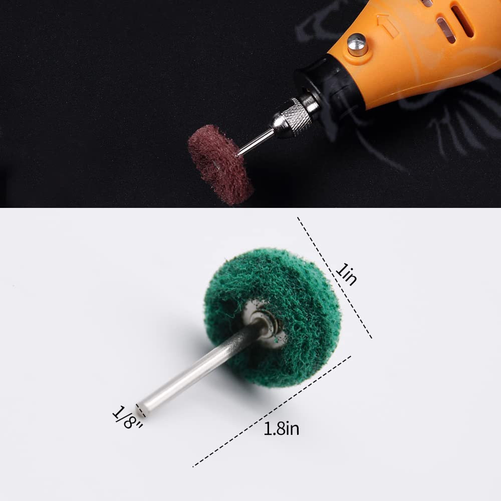 100pcs Abrasive Wheel, 1" Buffing Polishing Wheels, Metal Polishing Compound for Rotary Tools-1/8(3mm) Shank, 120 Grit, 180 Grit, 320 Grit, 400 Grit, 600 Grit