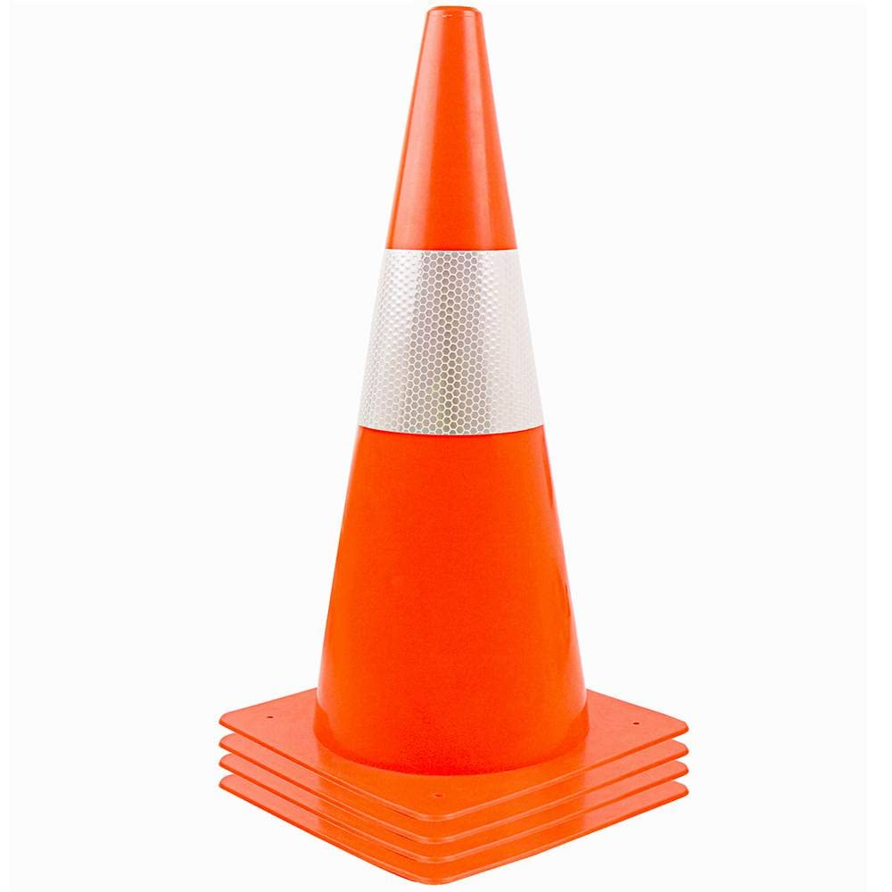 12 inch Traffic Safety Cones with Reflective Collars,[4 Pack]Orange Soccer Training Cones| Parking Cones| Construction Cones|Road Cones for Parking lot, Driveway, Sport and Driving Training.
