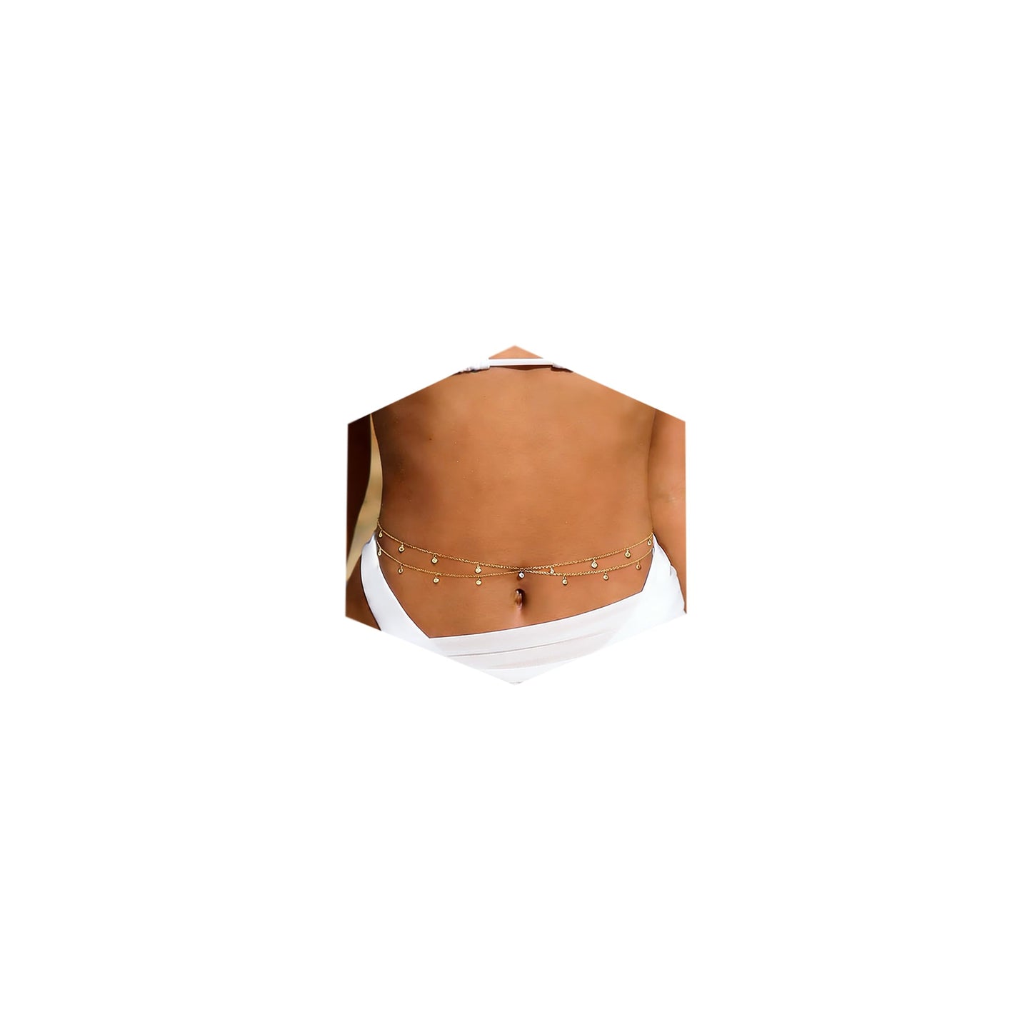 Longita Layered Rhinestone Belly Chain Gold Waist Chain for Women Waist Jewelry for Women Gold Belly Chains Summer Stomach Jewelry Trendy Dainty Sexy Body Chains Non Tarnish Waterproof Plus Size