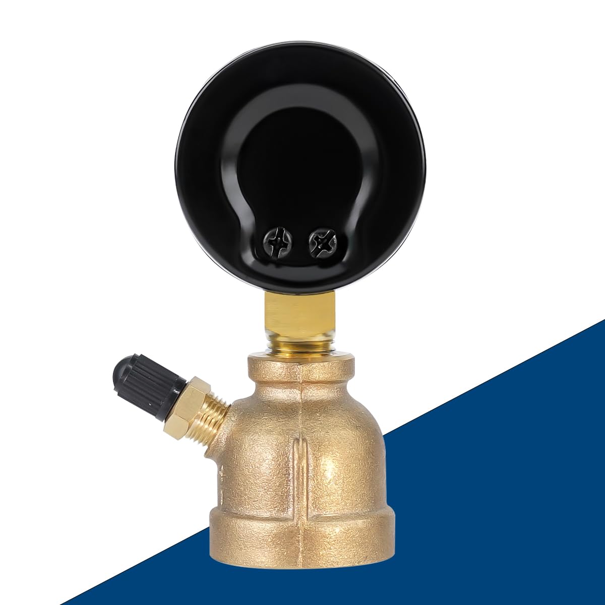 SENCTRL 0-30 Psi Gas Pressure Test Gauge, 2" Dial Size, 3/4" FNPT Connection, Brass Valve, Forged Brass Bell Shape Body Assembly
