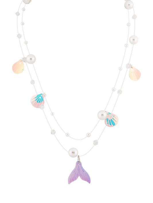 OJERRY Summer Cutecore Mermaidcore Ocean Hologram Seashell Necklace Fishtail Cool Necklaces Jewelry Accessories Essentials for Women Coconut Beach Aesthetic Outfit Inspo