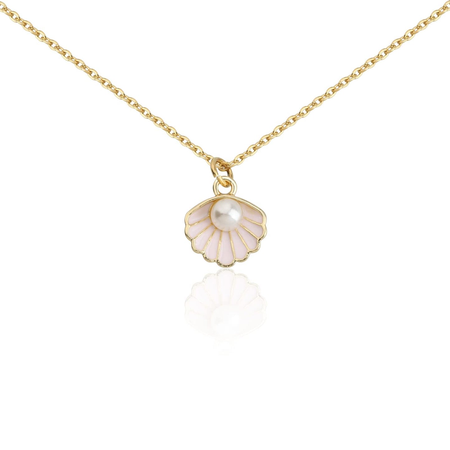 BNQL Seashell Pendant Necklace Beach Lover Gifts Scallop Necklace Enamel Seashell Jewelry Gifts for Women