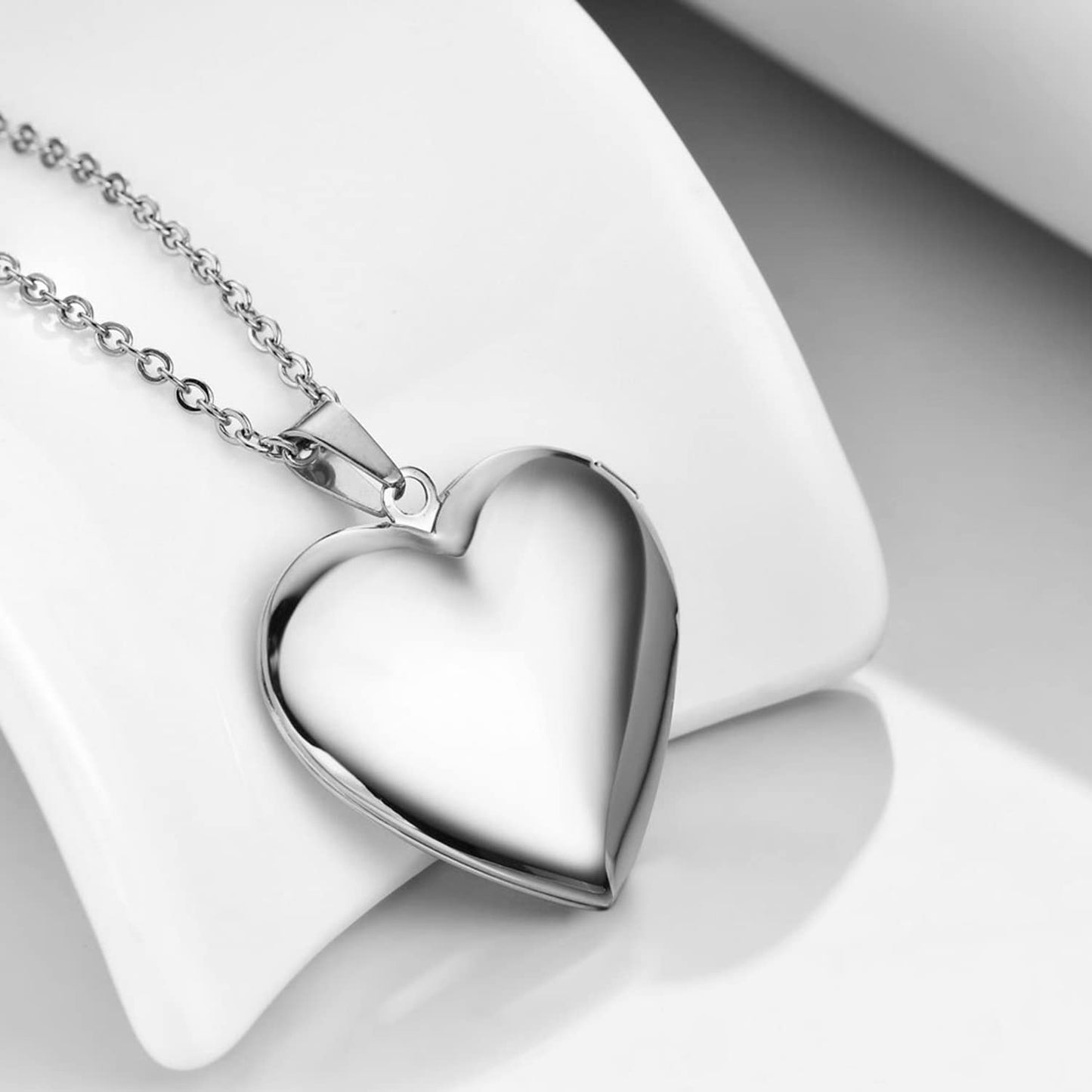 PHOCKSIN Silver Heart Locket Necklace I Love You Forever Personalized Love Heart Necklace that Holds Pictures Customized Gifts Locket Necklaces for Birthday