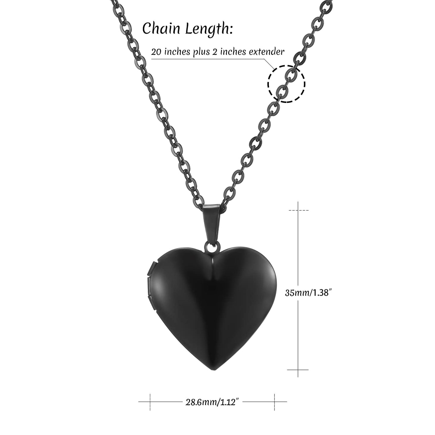 PHOCKSIN Black Heart Locket Necklace 12 Birth Flowers Personalized Love Heart Necklace that Holds Pictures Customized Gifts Locket Necklaces for Birthday