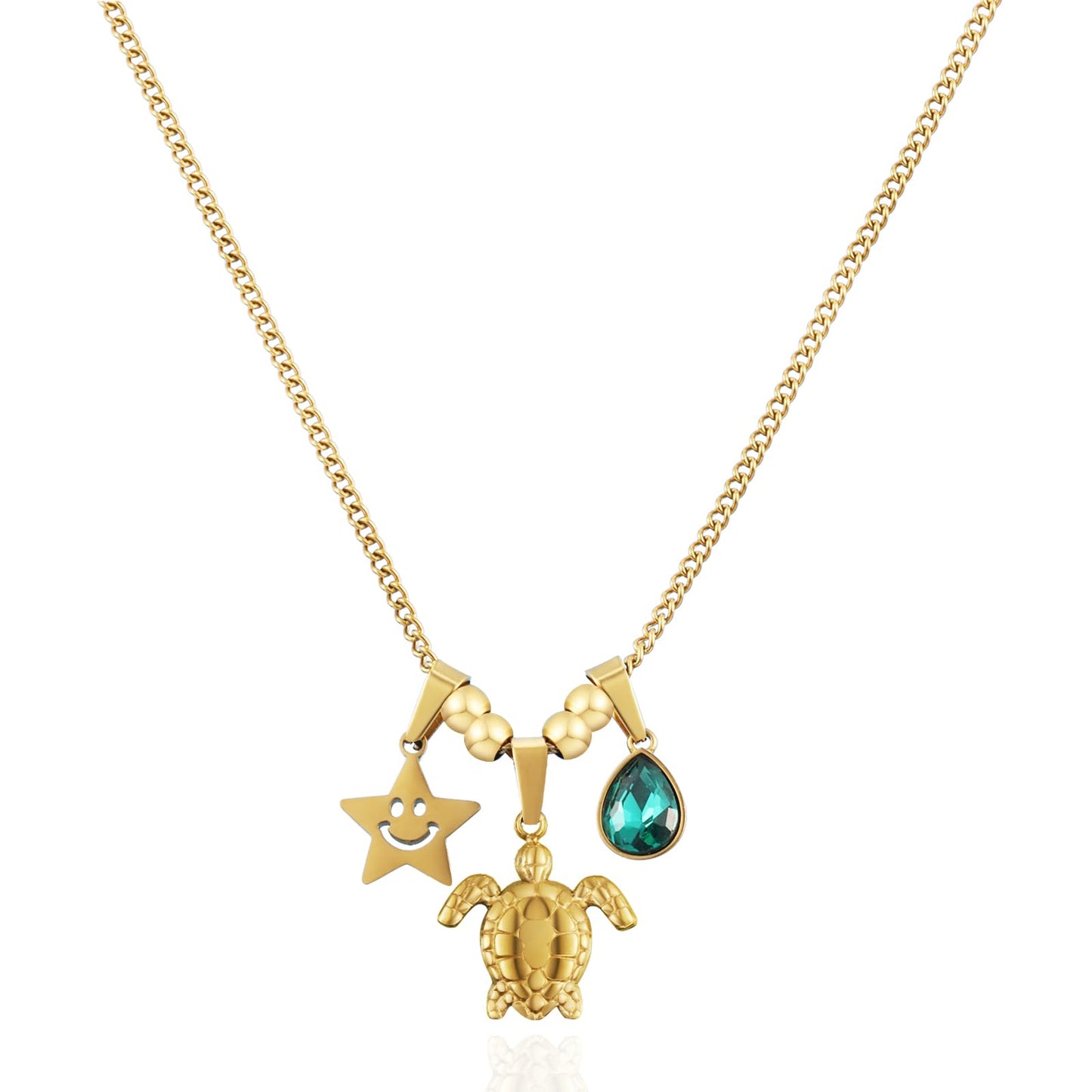LCTrusttmor Gahna Sea Turtle Necklaces for Women, 18K Gold Plated Slime Star Charm with Adjustable Chain Link for Women, Summer Beach Jewelry Gifts