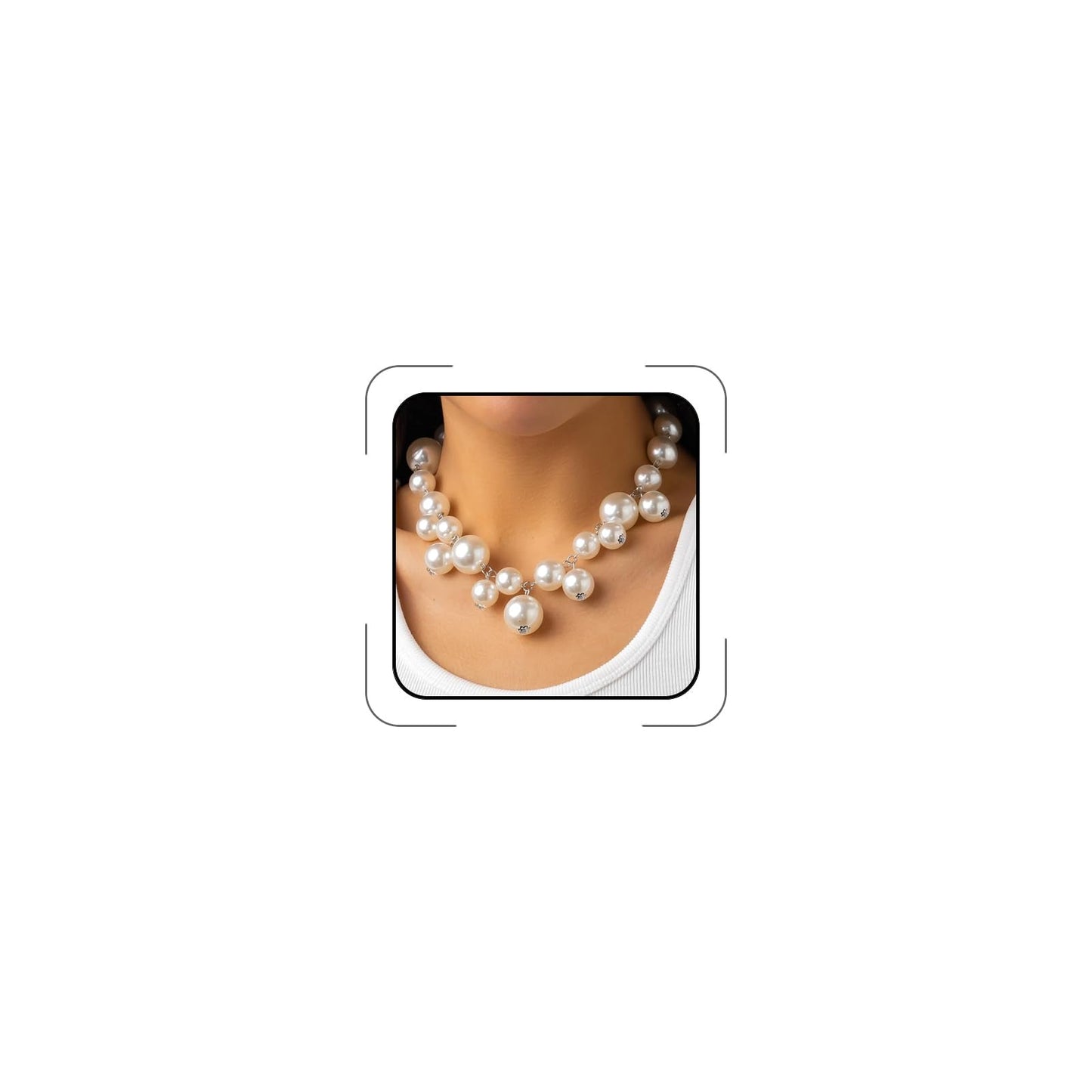 Large Pearl Necklace for Women,Dainty Gold Big Pearl Choker Necklace for Prom Wedding Bridal Bridesmaid Jewelry Gifts (Chunky Pearls)