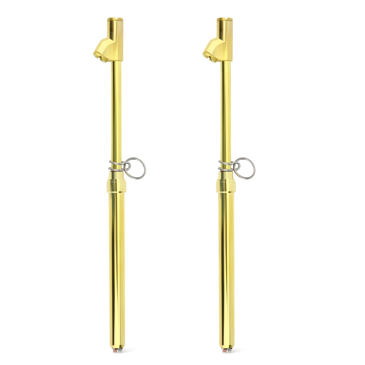 MEANLIN MEASURE 2PCS Gold Double Straight Type Tire Pressure Gauge, Dual Head Air Pressure Gauge, Pressure Range 10-150 Psi (Sui