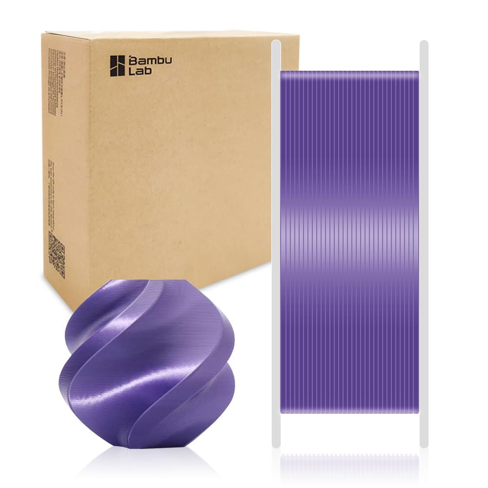 Bamboo Original PLA Silk+ Filament Glossy Silk Texture, Shining, Stronger Interlayer Bonding for Bambu Lab A1/A1 MINI/X1/X1C/P1P/P1S/AMS. 1.75mm High Speed & Easy Printing with RFID 1KG (Purple 13702)