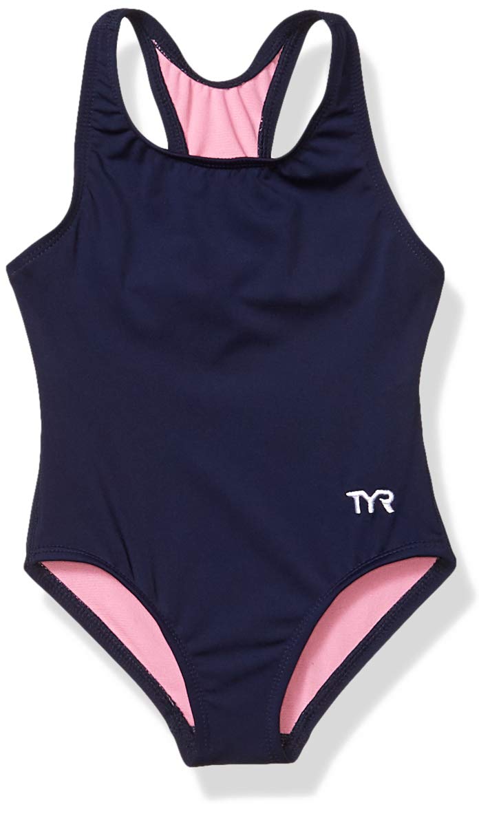 TYR Durafast Lite Ella Maxfit Girls' One Piece Swimsuit - Active Swimwear Designed for Durability and Comfort - Durfast Lite Fabric, UPF 50+, Fully Lined - Navy, Large