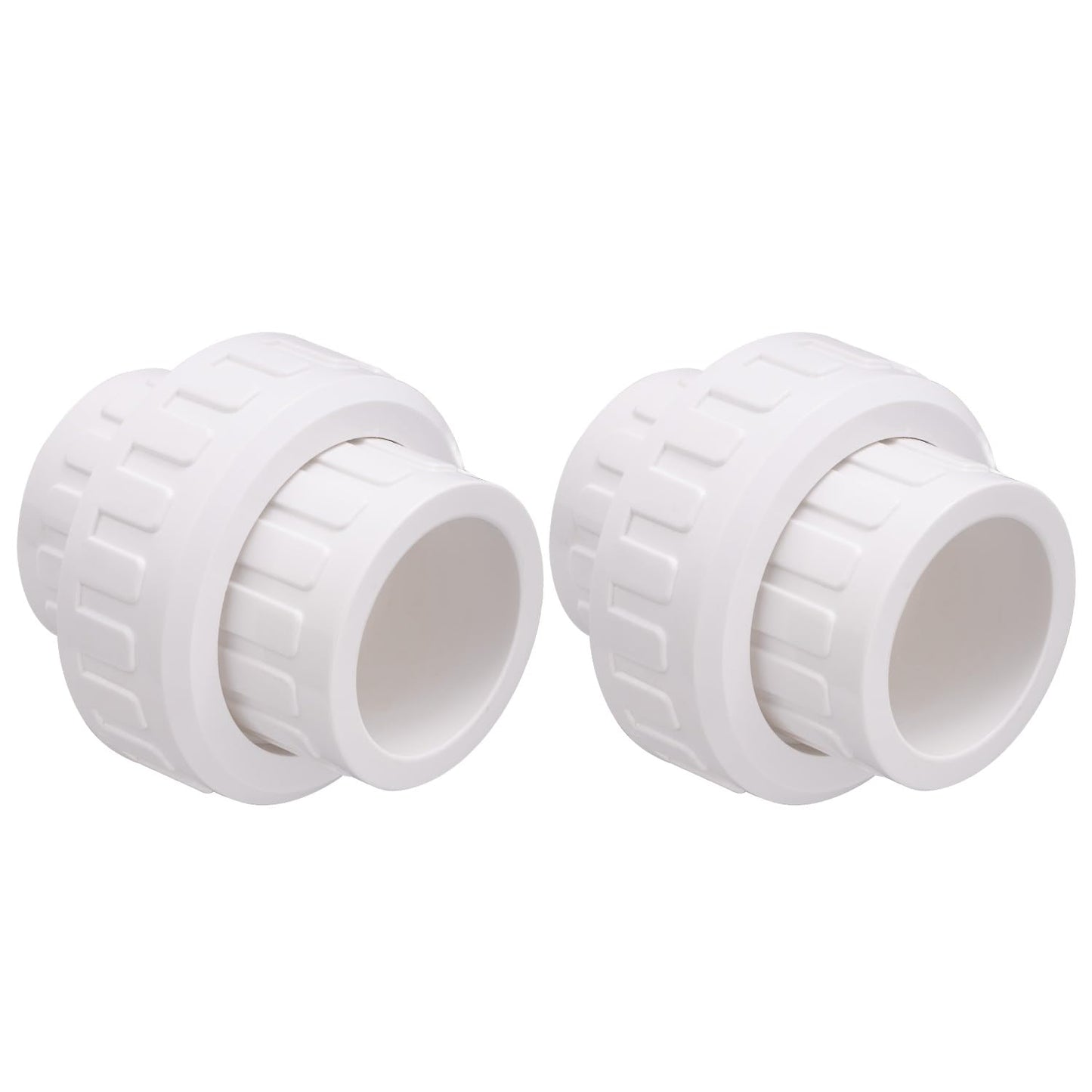 Carvedexquisitely 2" PVC Union Coupling Pipe Fitting (actual diameter 2.37") PVC Adapter Schedule 40(Socket x Socket), EPDM O-Ring, White 2 Pack