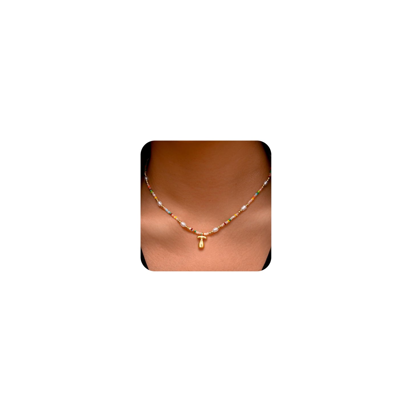 Ritach Initial Necklaces for Women Jewelry - Letter T Necklace Colorful Initial Necklaces for Women Beaded Boho Necklace Summer Beach Jewelry