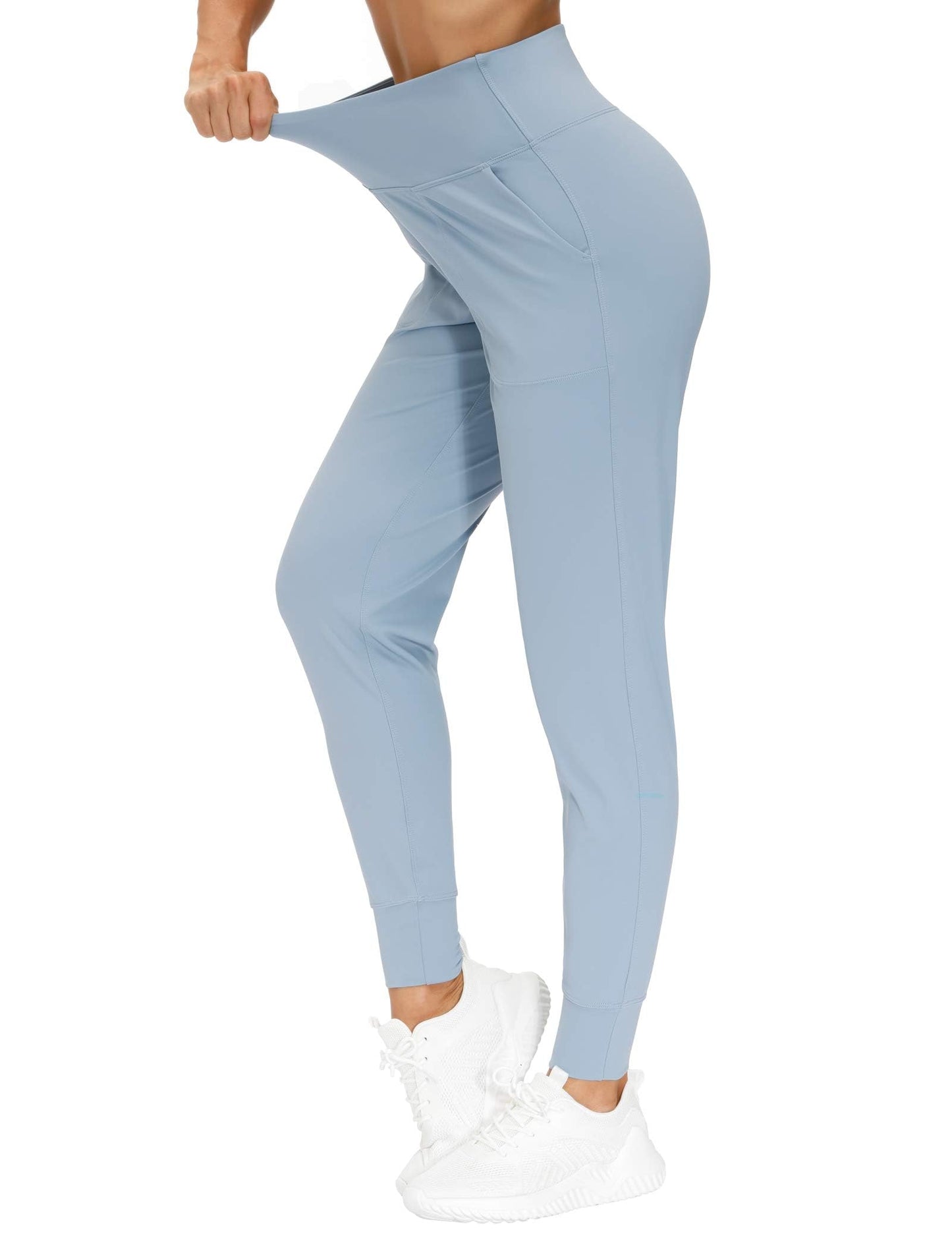 THE GYM PEOPLE Women's Joggers Pants Lightweight Athletic Leggings Tapered Lounge Pants for Workout, Yoga, Running (Large, Denim Blue)