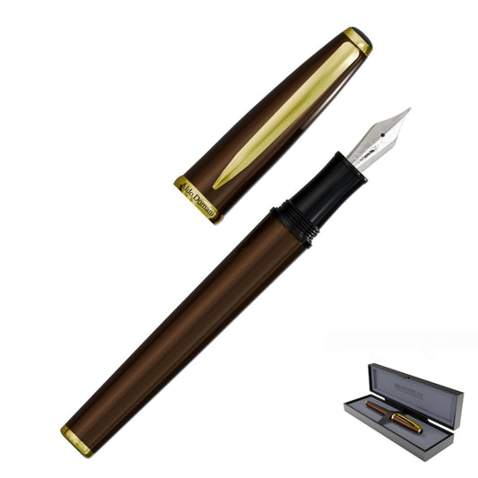 Monteverde USA Aldo Domani Fountain Pen Brown – Medium Nib – Free Ink Bottle, Converter & 2 Cartridges – Gift Box Included