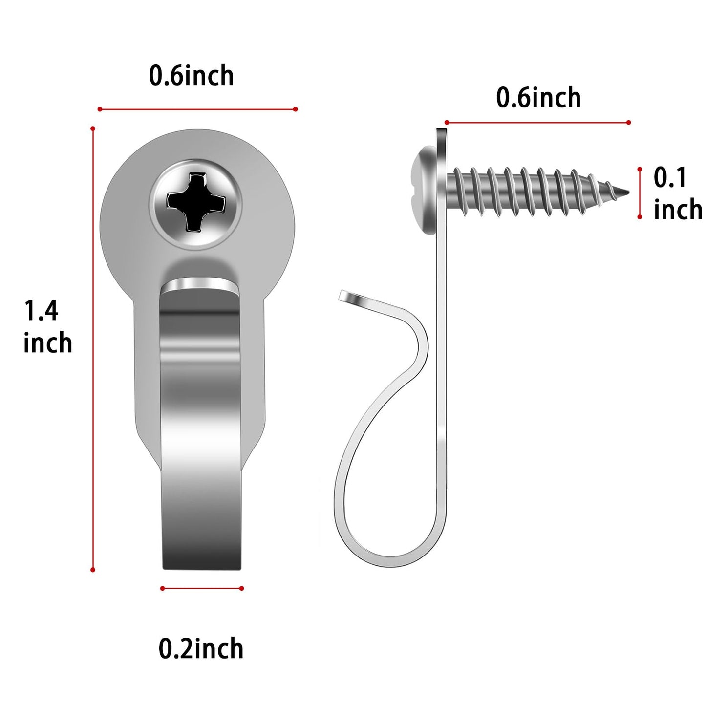 HiGift 36 Pack Light Hanger Hooks, Stainless Steel Screw in Hook for Hanging Outdoor Lights, Rope Light Clips for Christmas and Holiday Decor, Wire and Fairy Led Lights, Silver