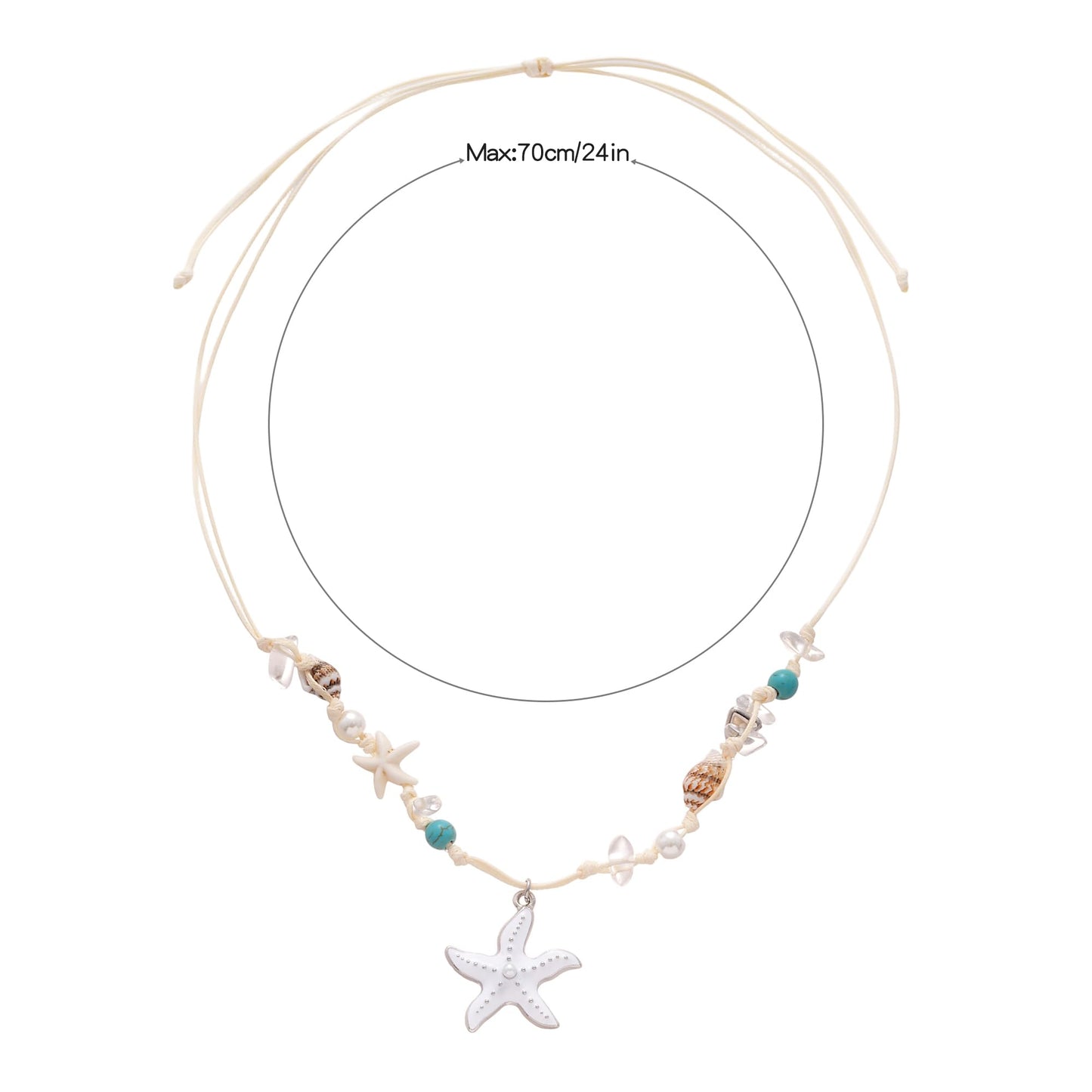 ANDKISS Sea Shell Necklace for Women Summer Adjustable Natural Starfish Necklace Boho Hawaii Beach Seashell Choker Jewelry Gift for Women