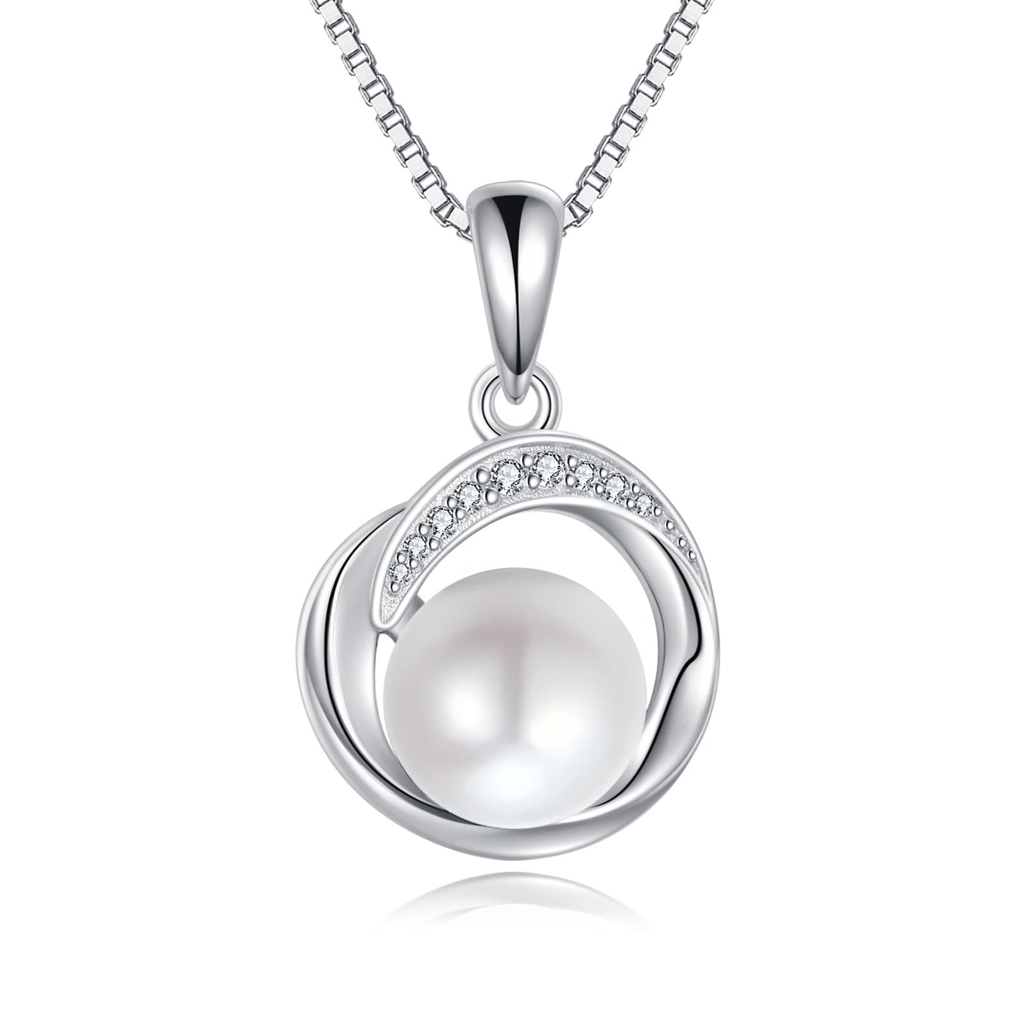 POPLYKE Single Pearl Necklaces for Women 925 Sterling Silver 8mm Pearl Jewelry Gifts for Her 18+2 IN