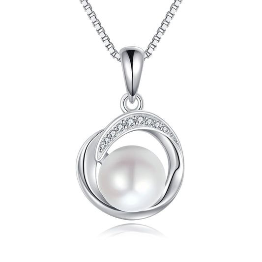 POPLYKE Single Pearl Necklaces for Women 925 Sterling Silver 8mm Pearl Jewelry Gifts for Her 18+2 IN