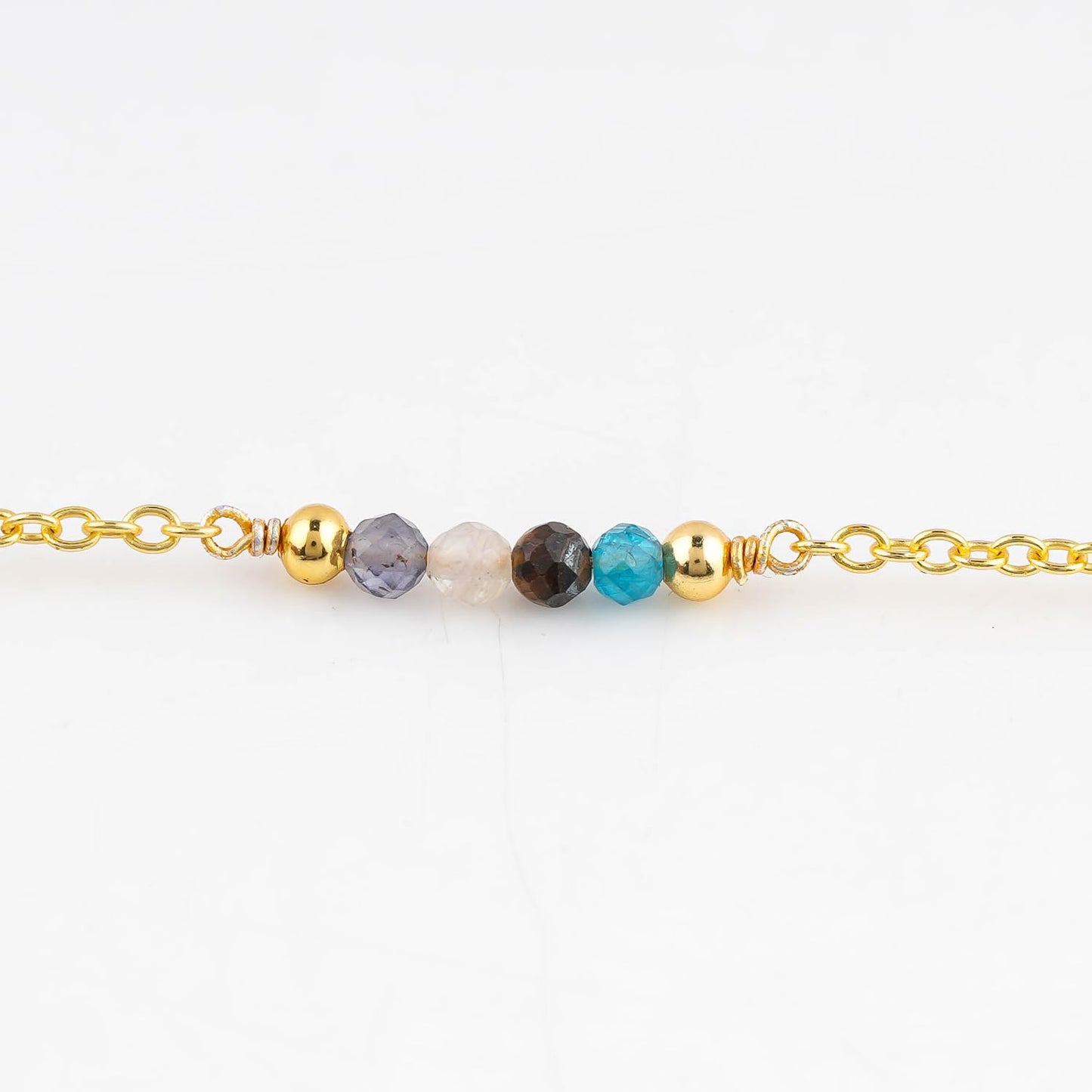 CRYSTALINES Natural Multi Gemstone Beads, Handmade Station Dangle Star Charms Anklet, 14K Gold Plated, Adjustable Fashion Boho Jewelry for Women, Healing Crystals, Christmas Gift