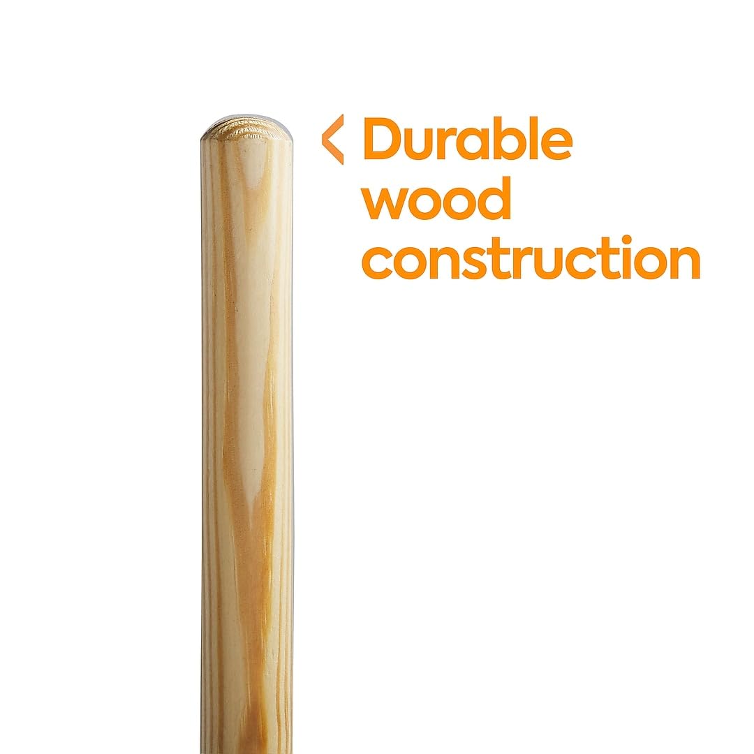 COASTWIDE Professional 60" Wood Push Broom Handle, Threaded Metal Tip