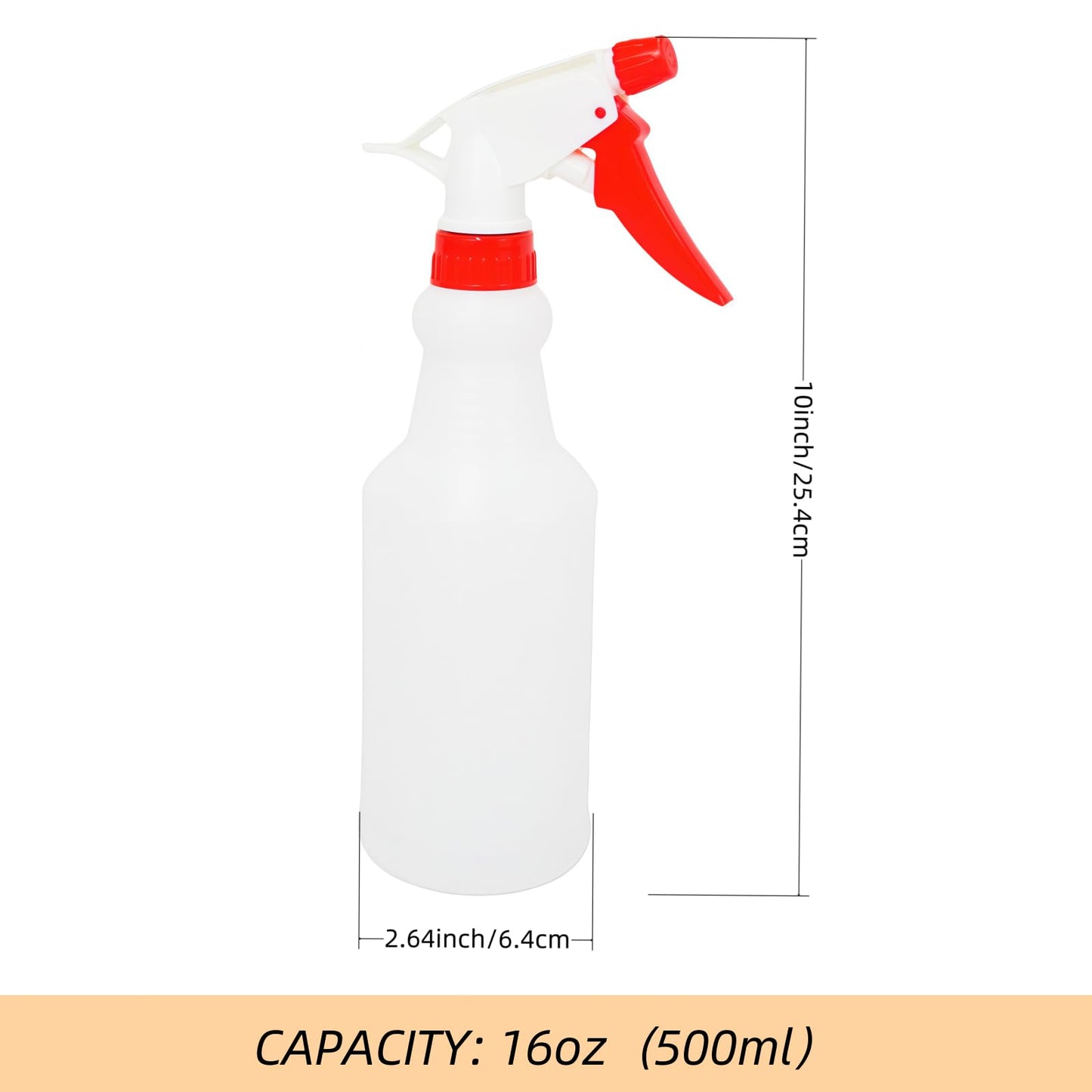 Brsazee 6 Pack 16oz Spray Bottles, Reusable Fine Mist Water Sprayer for Plants, Cleaning, High Output Ultrafine Misting Plastic Spray Bottles for Water, Salon, Garden, Kitchen and Bathroon