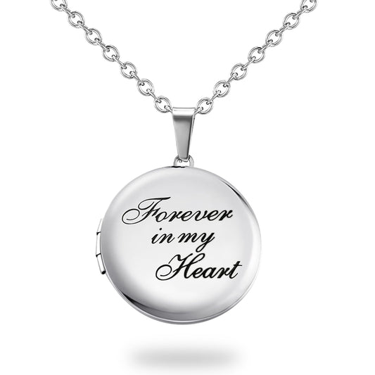 PHOCKSIN Forever In My Heart Locket Necklace for Girlfriend Silver Lockets that Holds 2 Pictures Women's Locket for Birthday Gifts