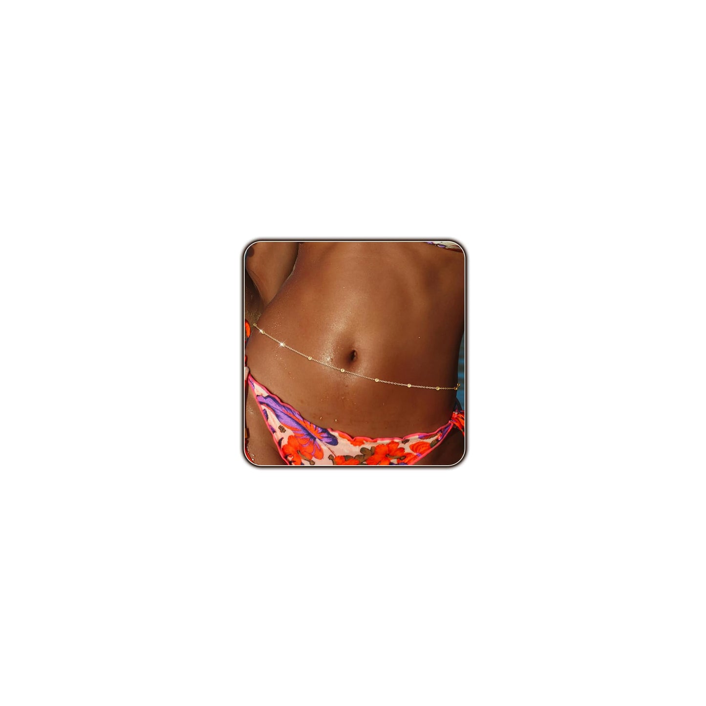 Gold Body Chain for Women Adjustable Belly Waist Chain Sexy Bikini Beach Jewelry for Women Waterproof Cute Hips Stomach Beaded chain Belt Summer Vacation Accessories Gift For Her Bohemian Boho Jewelry